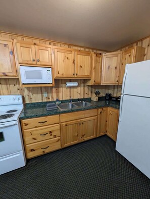 Fridge, microwave, oven, coffee/tea maker - 2BR 1BA Cabin #7 @ Riverside Point Resort (Park Rapids)