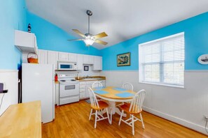 Microwave, stovetop, dishwasher, coffee/tea maker