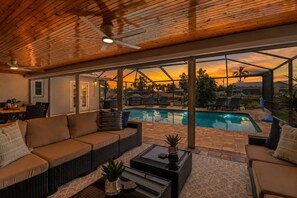 A heated pool - Luxury Gulf-Access Escape | Designer Interiors, Heated Pool, Private Dock & Complimentary Kayaks (Cape Coral)