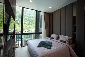 Panorama-Zimmer | 1 Schlafzimmer, individuell dekoriert, kostenloses WLAN, Bettwäsche