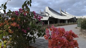 A modern building with a curved roof and a pathway leading to it. - Youranju Inn (Xiamen)