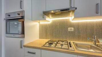 Fridge, oven, stovetop, electric kettle