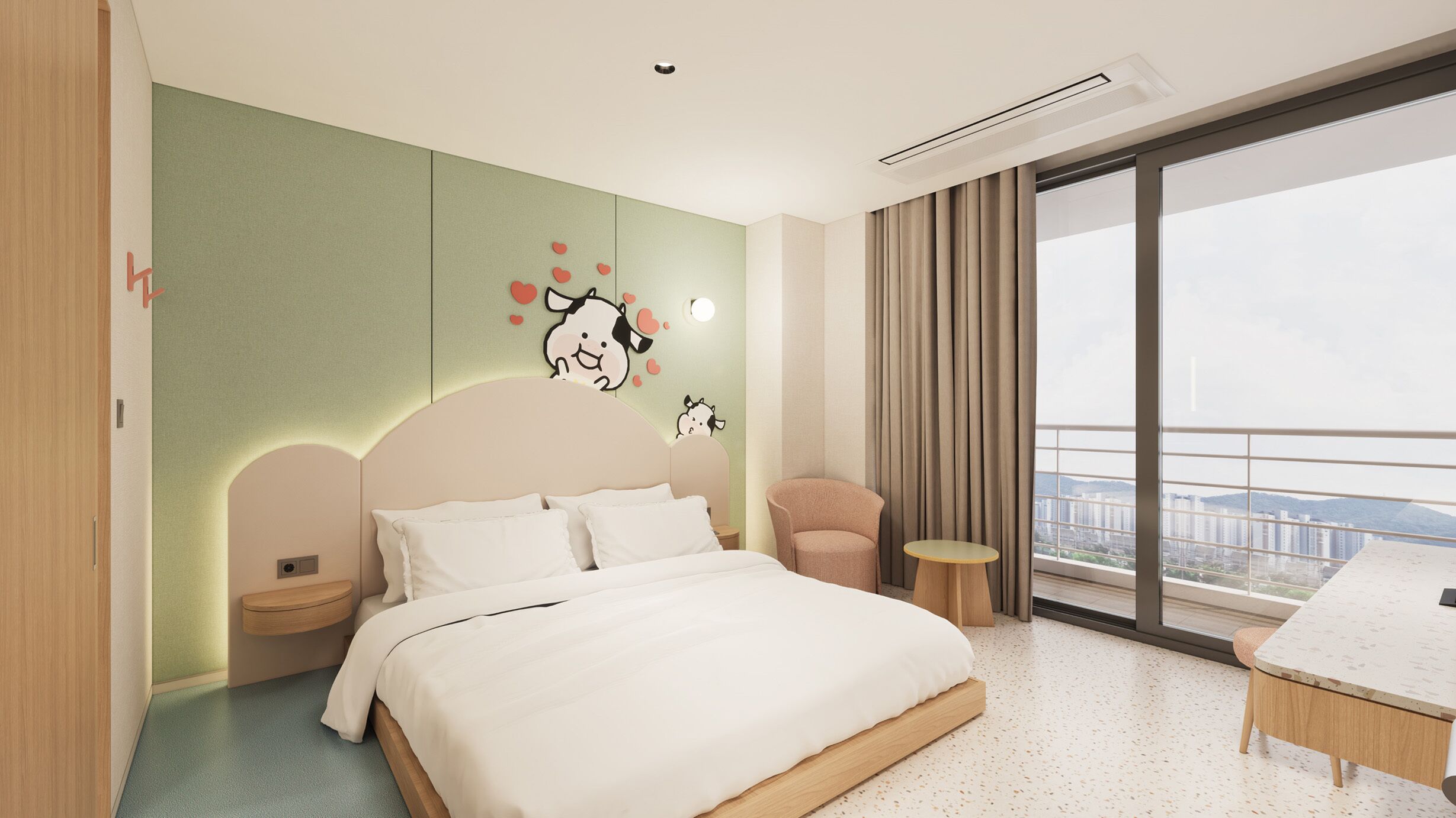 Premium bedding, desk, soundproofing, bed sheets