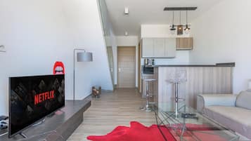 TV, fireplace