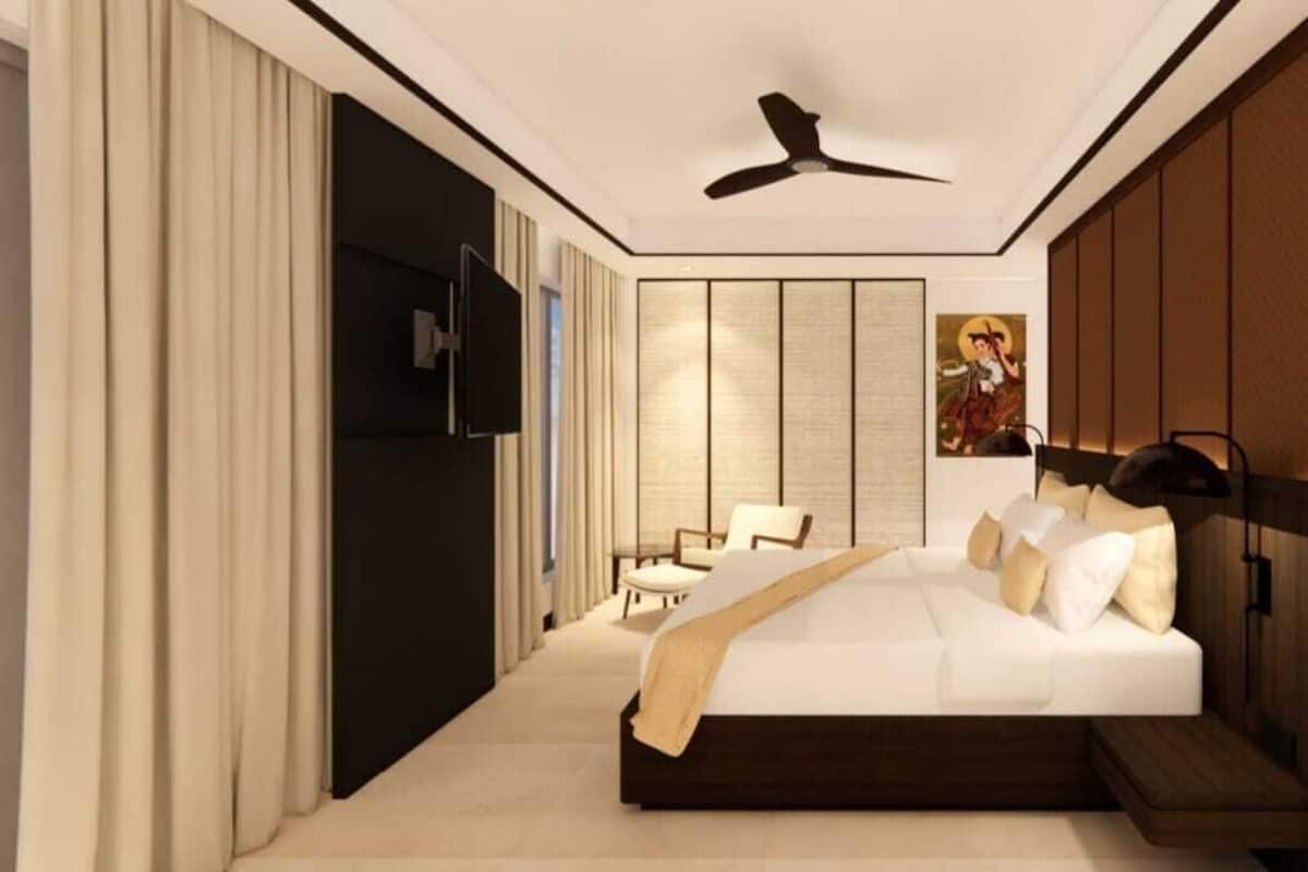 1 habitación, caja de seguridad en la habitación y escritorio