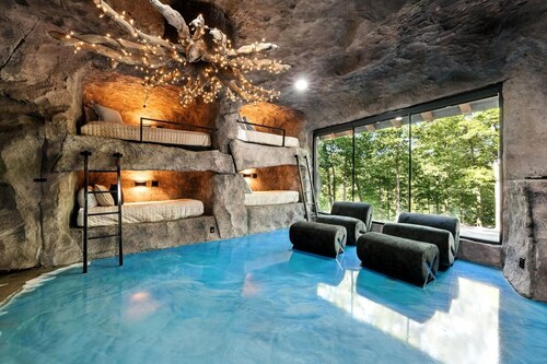 Cave Room, Waterfall, Pickleball, Poker Table, Pool Table, Pets