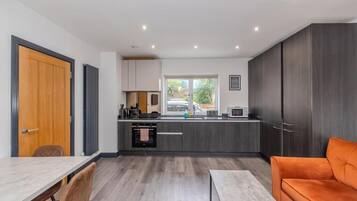 Fridge, microwave, oven, dishwasher