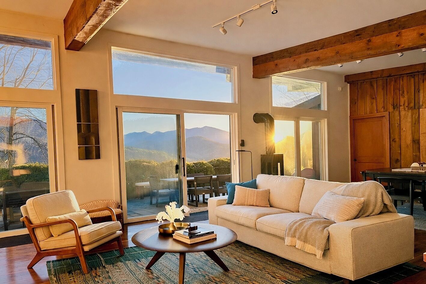 Smart TV, fireplace, video games, DVD player