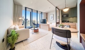 Premium Studio, 1 King Bed, City View | Living area | TV - Upside Living - Mint Stay (Dubai)