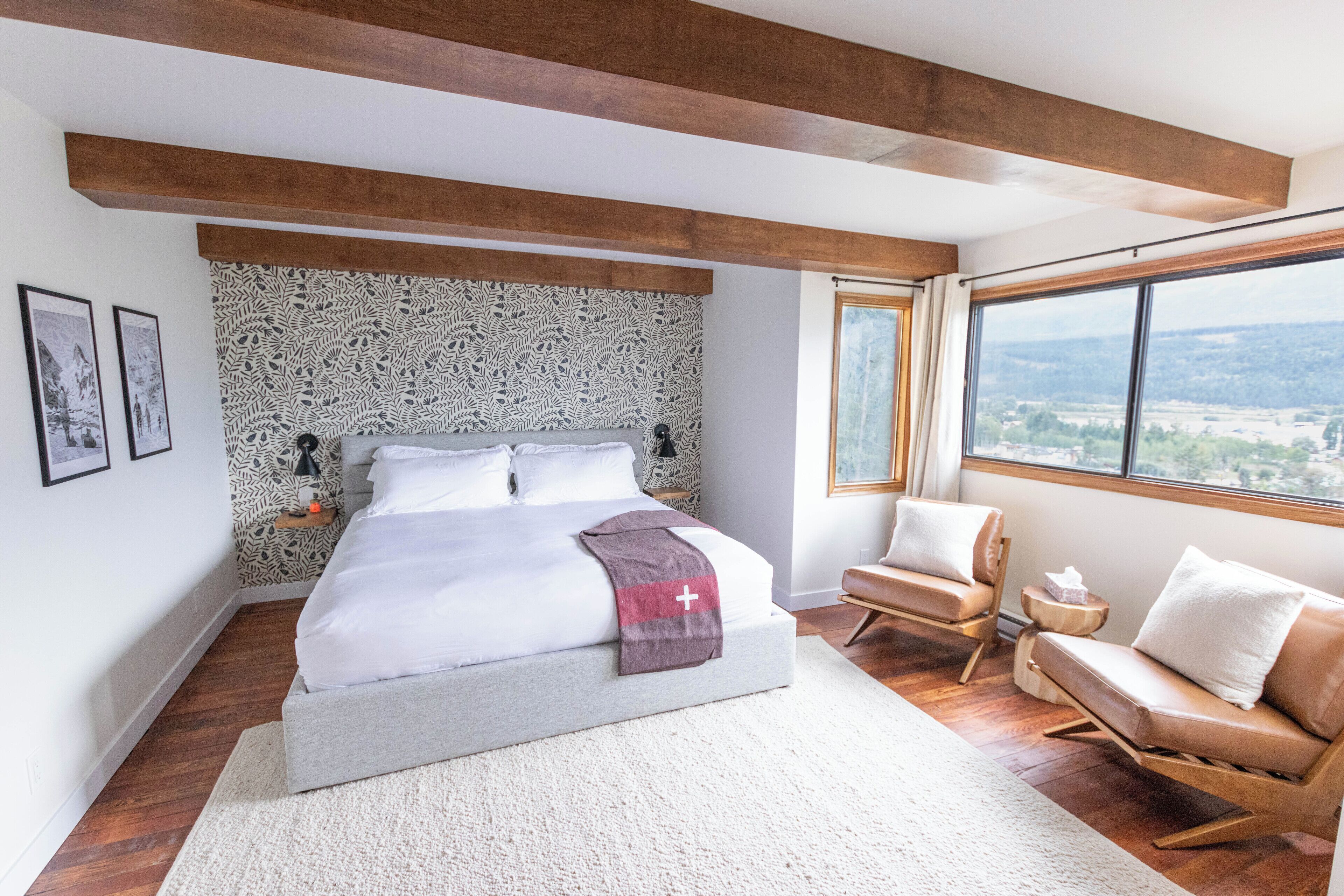 Wake up in your king suite to sweeping mountain views and modern comfort.