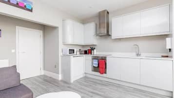 Fridge, microwave, oven, electric kettle