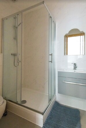 Secadora de cabello, toallas, jabón, papel de baño 