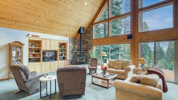 TV, DVD player, books, video library