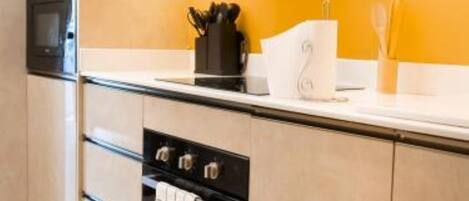 Fridge, microwave, oven, electric kettle