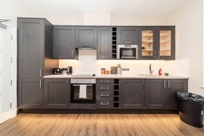 Fridge, microwave, oven, dishwasher