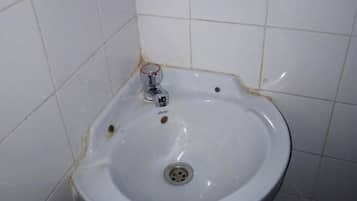 Een douche, handdoeken, zeep, toiletpapier