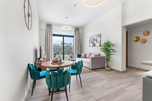 Classic Apartment, Balcony, City View | Dining room - Waves - Stylish 1BR in JVC with Balcony & Pool  (Dubai)