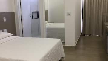 Desk, laptop workspace, free WiFi, bed sheets