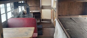1-bedroom cabin @ Bus hostel bus #1 one queen bed and one bunk bed. Sleeps 2