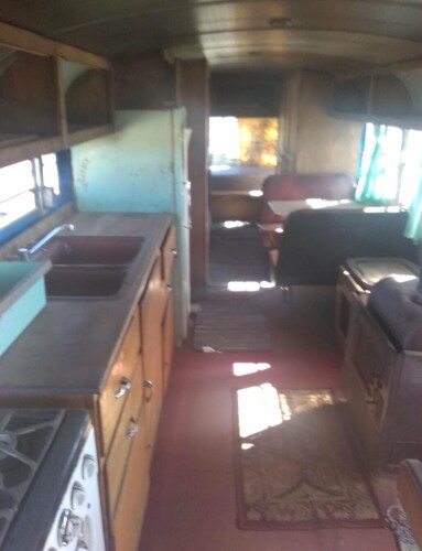 1-bedroom cabin @ Bus hostel bus #1 one queen bed and one bunk bed. Sleeps 2