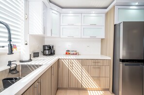 Kühlschrank, Mikrowelle, Ofen, Herdplatte