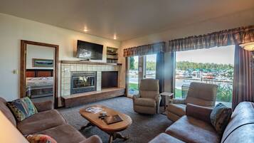 TV, fireplace, video games, DVD player