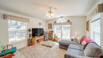 TV, DVD player, books