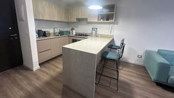 Lägenhet Business - balkong | Eget kök | Stort kylskåp, mikrovågsugn, ugn och spishäll