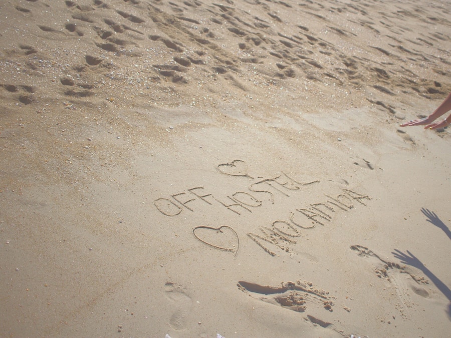 On the beach, white sand