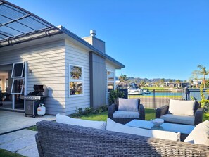 Enjoy al fresco dining and take in the views of the surrounding neighborhood from this outdoor patio.
