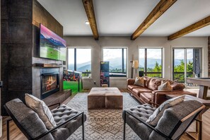 Smart TV, fireplace, video games, table football