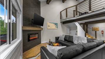 Smart TV, fireplace, video games, books