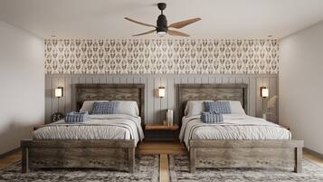 Chambre classique double, balcon, vue sur la montagne | Bureau, espace de travail pour ordinateurs portables