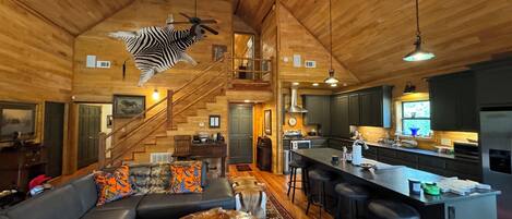 Smart-TV, peis, bøker og musikkbibliotek