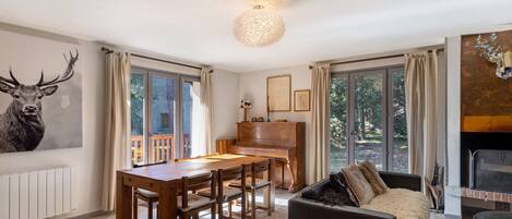 Fireplace, DVD player, stereo