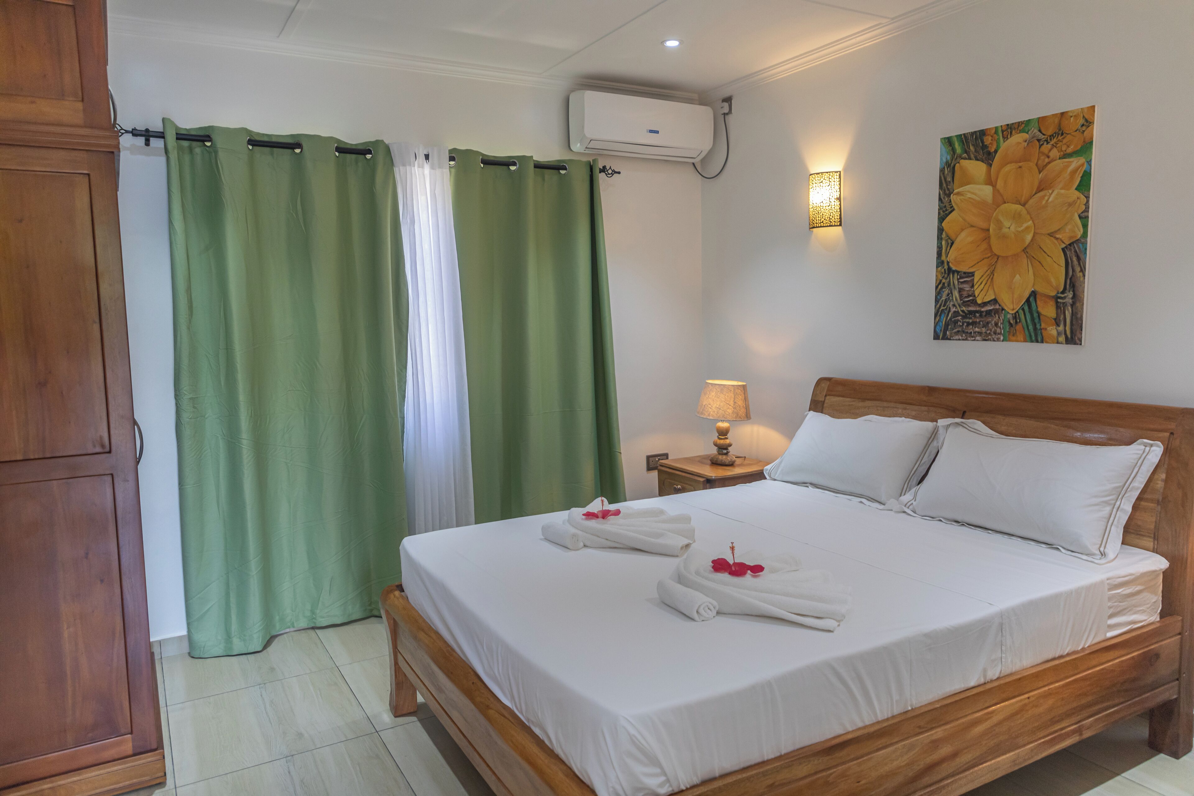 Blackout curtains, iron/ironing board, free WiFi, bed sheets