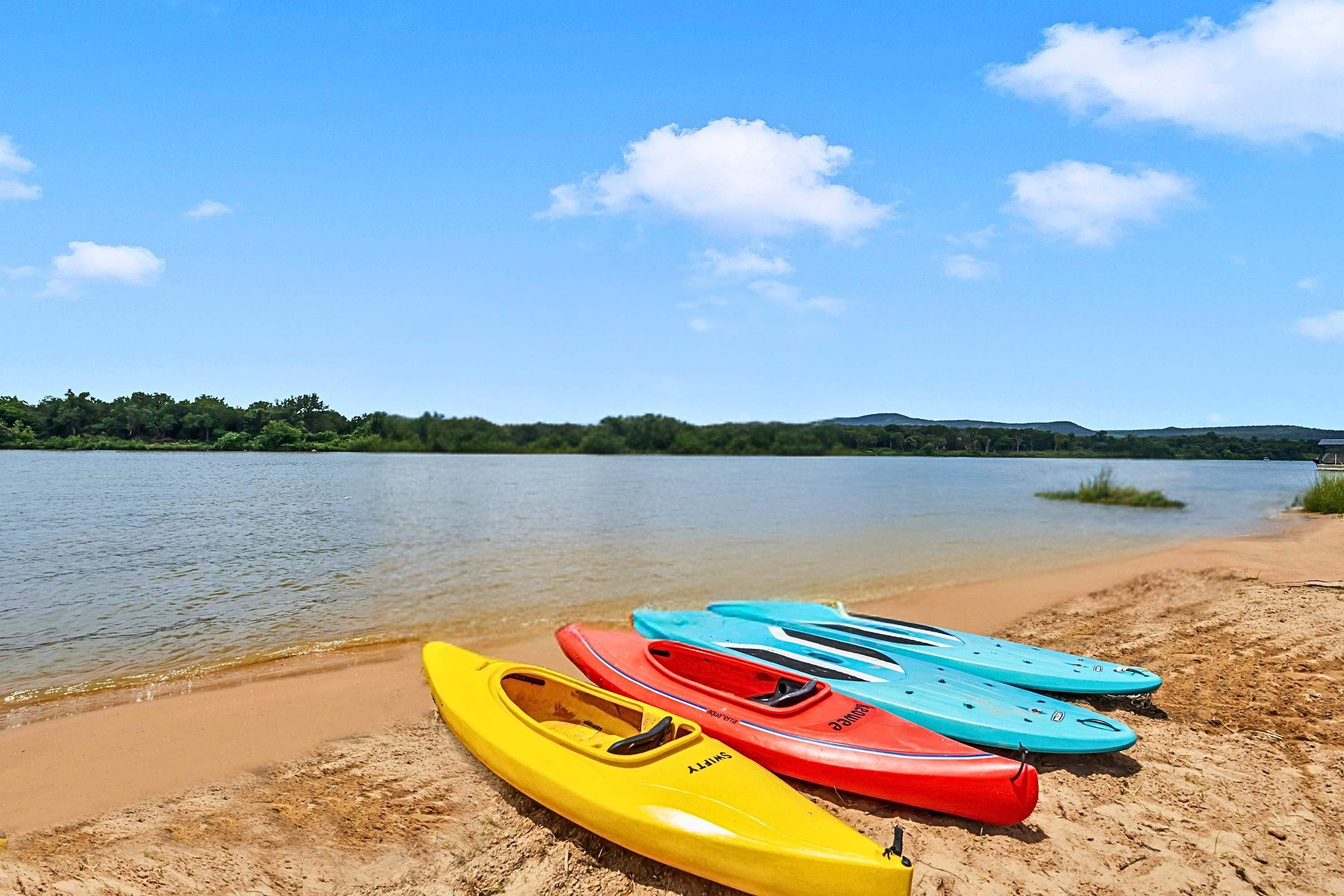 On the beach, sun loungers