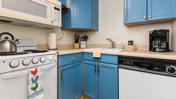 Fridge, microwave, dishwasher