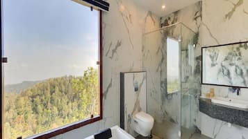 Chambre Deluxe | Salle de bain | Serviettes fournies, savon, shampoing