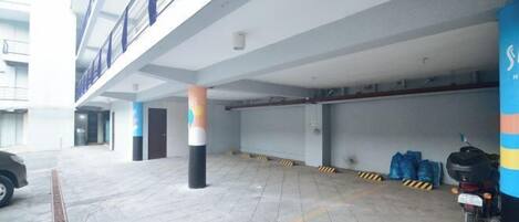 A multi-level parking garage with a clean, modern design.