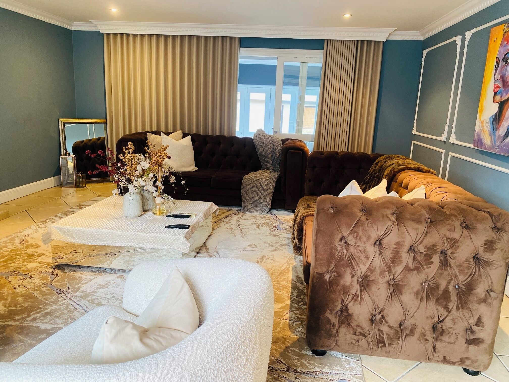 Ferienhaus, 4 Schlafzimmer, Balkon, Gartenblick | Wohnbereich