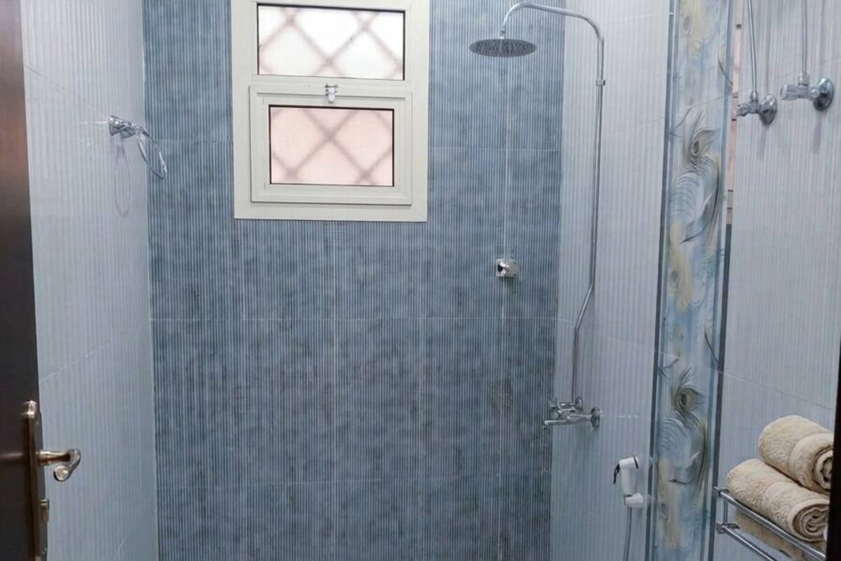 Separate bathtub and shower, hair dryer, bidet, towels