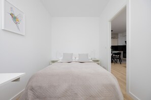 Apartment, 1 Bedroom, Balcony | 1 bedroom, desk, laptop workspace, bed sheets - Bright Apartment for 4 by Renters (Warsaw)