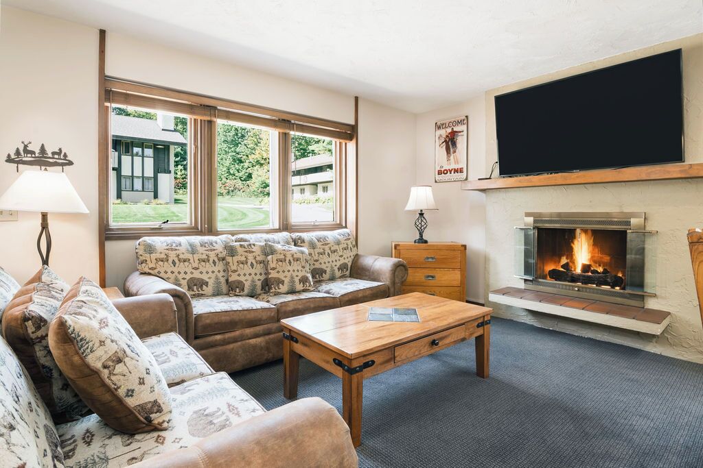 TV, fireplace, offices