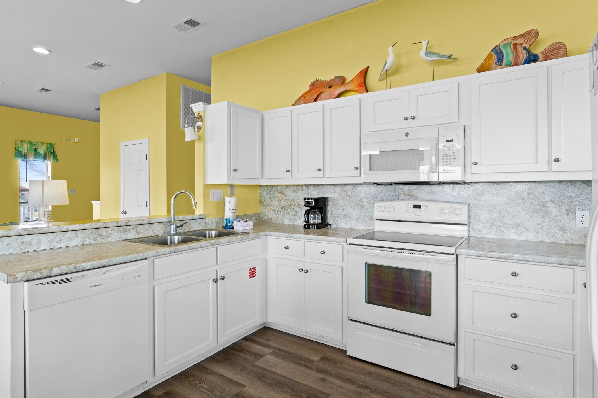 Fridge, microwave, oven, dishwasher