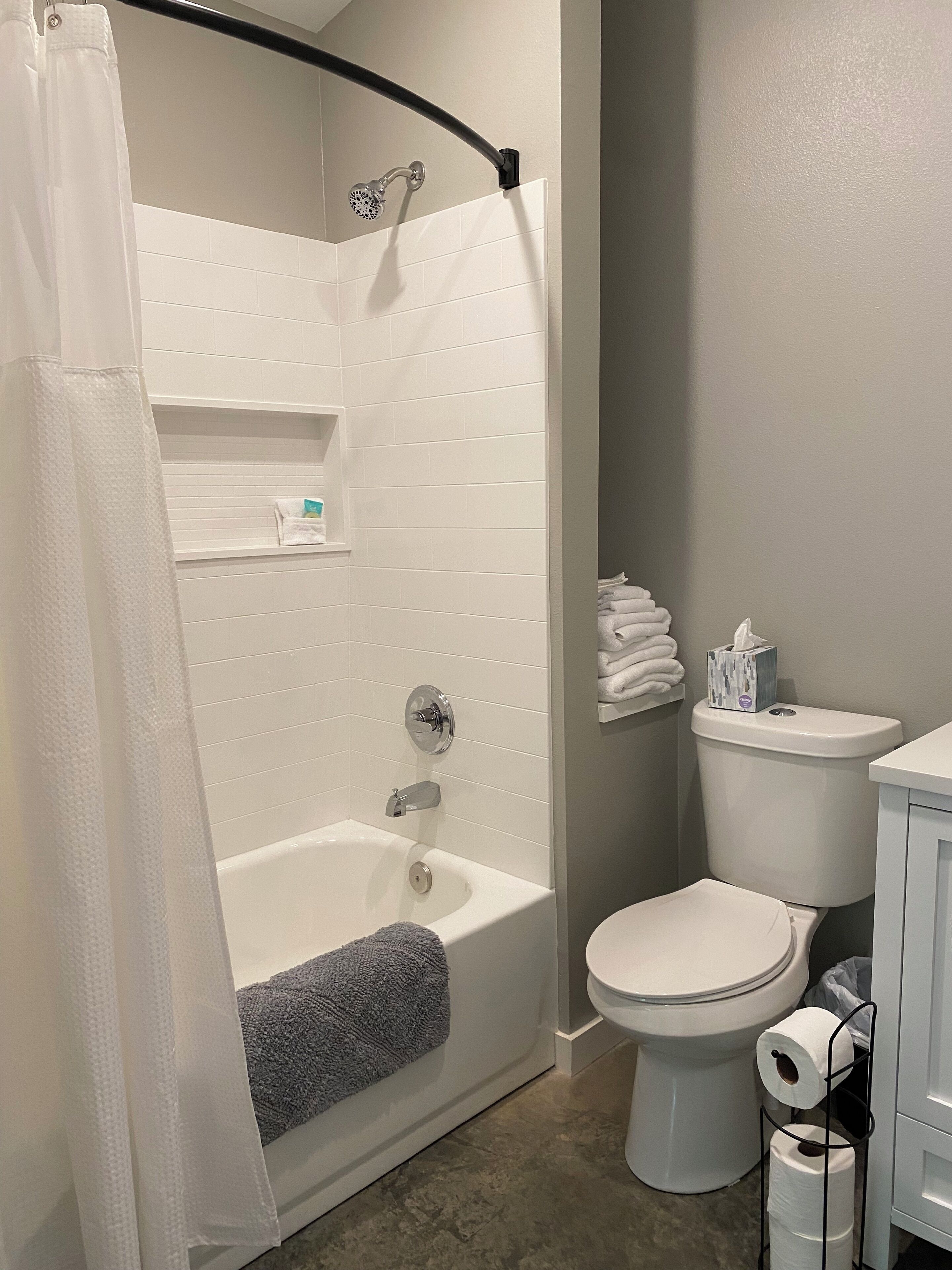 Asciugacapelli, asciugamani, sapone, shampoo