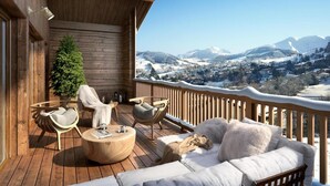 Property grounds - Wifi, swimming pool, sauna, hammam, terrace, balcony, parking, tv, ski locker, 77m², Megève (Megève)