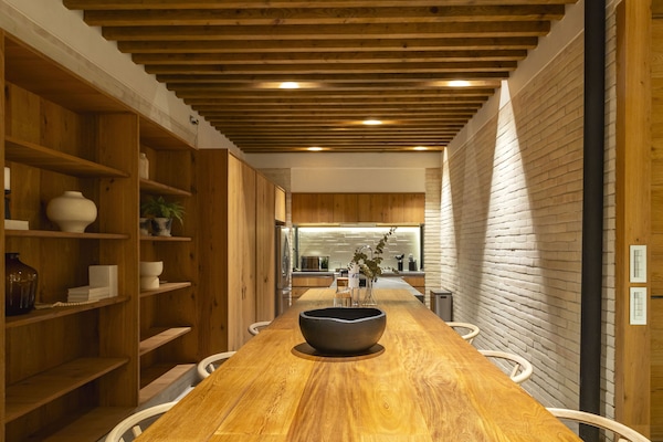 Full-size fridge, espresso maker