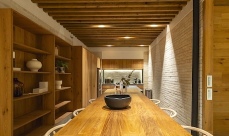 Full-size fridge, espresso maker