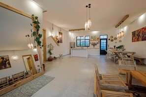 Ferienhaus, Terrasse | Wohnbereich